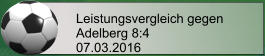 Leistungsvergleich gegen Adelberg 8:4 07.03.2016