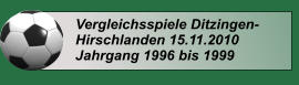 Vergleichsspiele Ditzingen-Hirschlanden 15.11.2010 Jahrgang 1996 bis 1999
